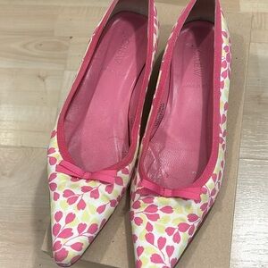 Jcrew Lucy garden print Flamingo flats